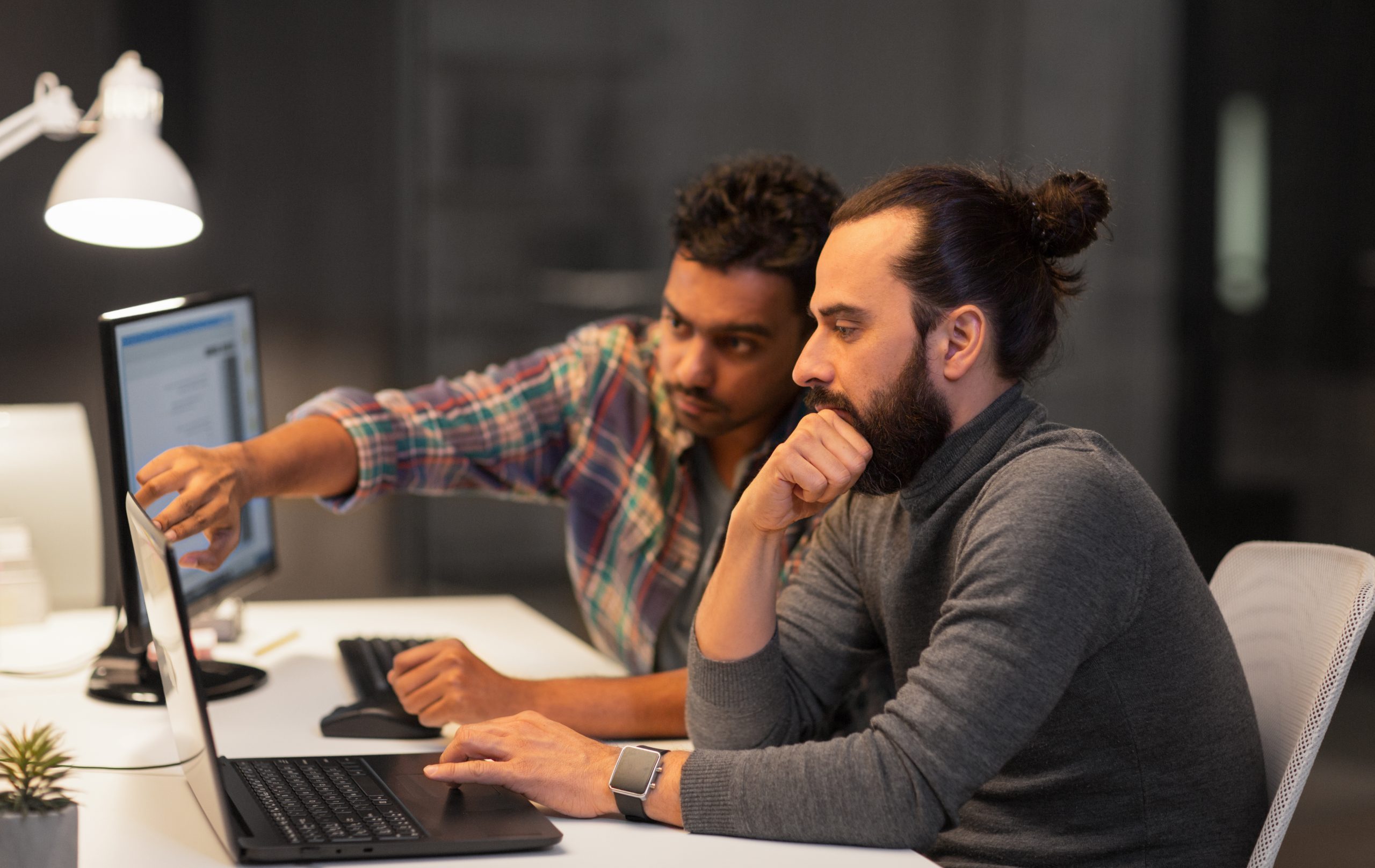 Technology team collaborating in an office
